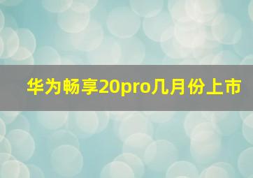 华为畅享20pro几月份上市