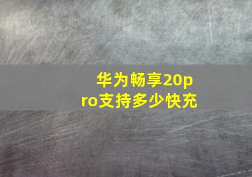 华为畅享20pro支持多少快充