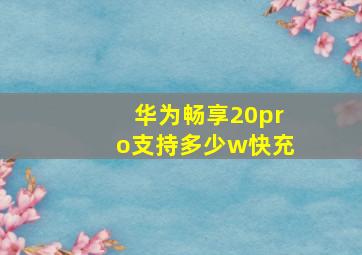 华为畅享20pro支持多少w快充