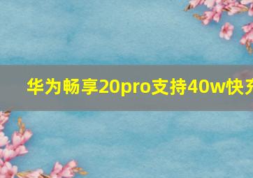 华为畅享20pro支持40w快充