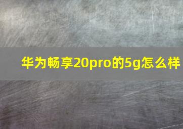 华为畅享20pro的5g怎么样