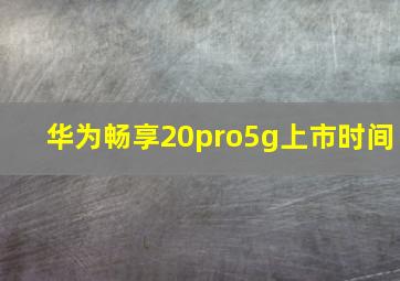 华为畅享20pro5g上市时间