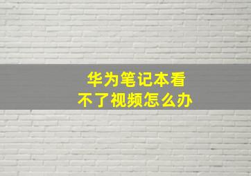 华为笔记本看不了视频怎么办