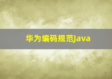 华为编码规范Java