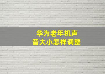 华为老年机声音大小怎样调整