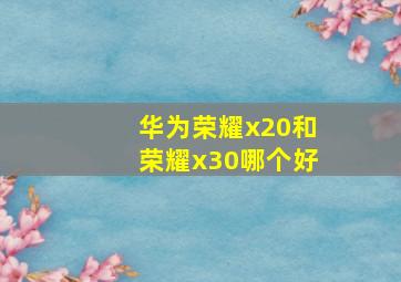 华为荣耀x20和荣耀x30哪个好