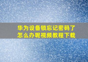 华为设备锁忘记密码了怎么办呢视频教程下载