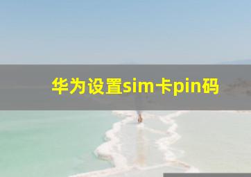 华为设置sim卡pin码