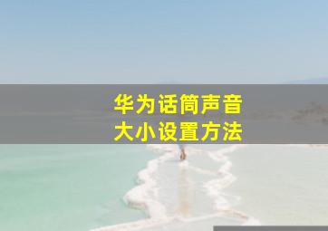 华为话筒声音大小设置方法