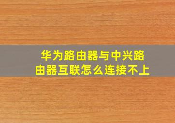 华为路由器与中兴路由器互联怎么连接不上