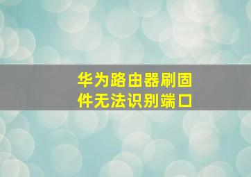 华为路由器刷固件无法识别端口