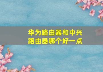 华为路由器和中兴路由器哪个好一点