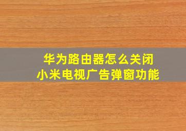 华为路由器怎么关闭小米电视广告弹窗功能