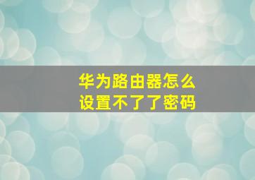 华为路由器怎么设置不了了密码