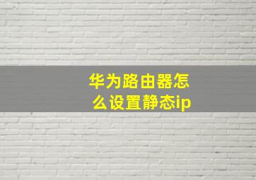 华为路由器怎么设置静态ip