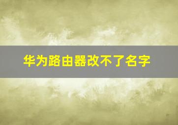 华为路由器改不了名字