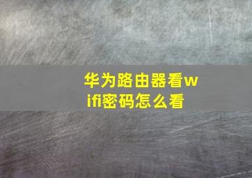 华为路由器看wifi密码怎么看