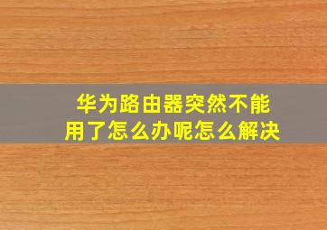 华为路由器突然不能用了怎么办呢怎么解决