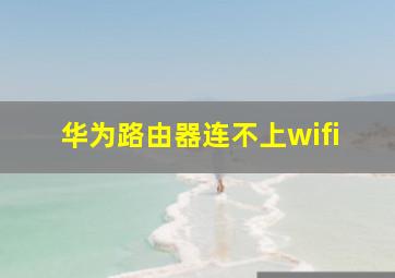 华为路由器连不上wifi