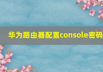 华为路由器配置console密码