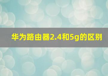 华为路由器2.4和5g的区别