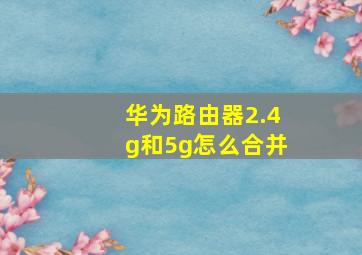 华为路由器2.4g和5g怎么合并