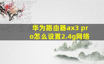 华为路由器ax3 pro怎么设置2.4g网络