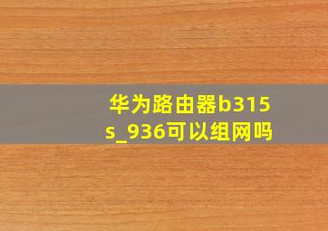 华为路由器b315s_936可以组网吗