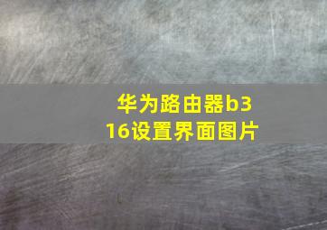 华为路由器b316设置界面图片