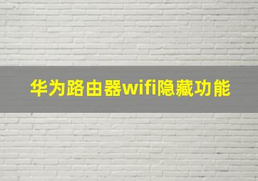 华为路由器wifi隐藏功能