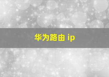 华为路由 ip