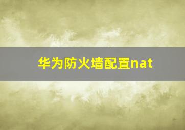 华为防火墙配置nat