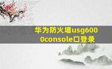 华为防火墙usg6000console口登录