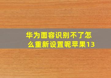 华为面容识别不了怎么重新设置呢苹果13