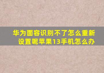 华为面容识别不了怎么重新设置呢苹果13手机怎么办