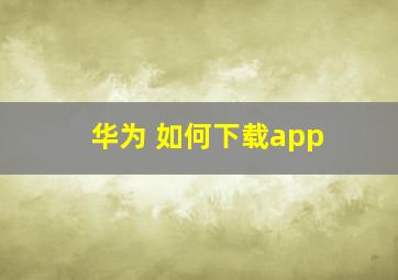 华为 如何下载app