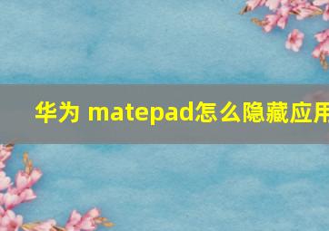 华为 matepad怎么隐藏应用