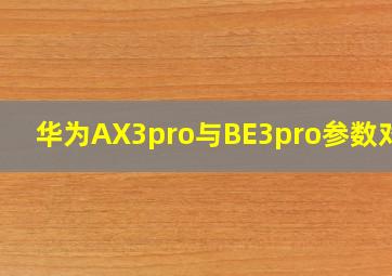 华为AX3pro与BE3pro参数对比