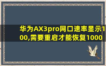 华为AX3pro网口速率显示100,需要重启才能恢复1000