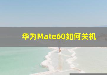 华为Mate60如何关机