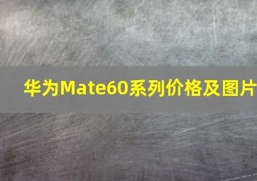 华为Mate60系列价格及图片