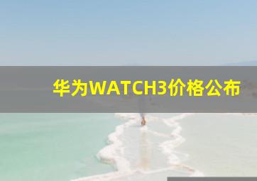 华为WATCH3价格公布