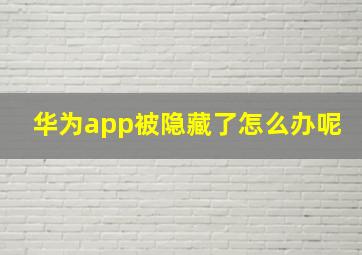 华为app被隐藏了怎么办呢