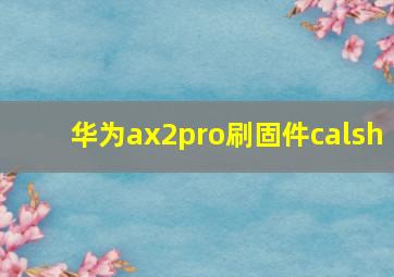 华为ax2pro刷固件calsh