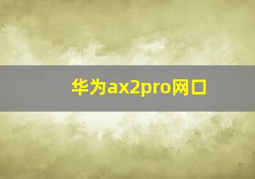 华为ax2pro网口