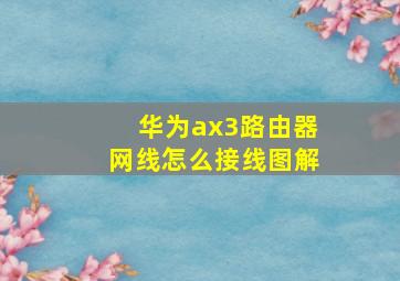 华为ax3路由器网线怎么接线图解