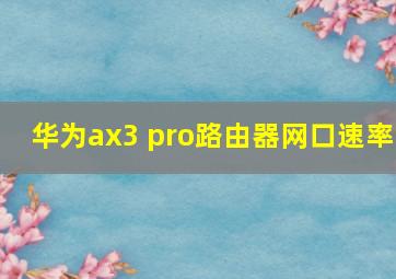 华为ax3 pro路由器网口速率