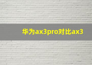 华为ax3pro对比ax3