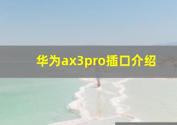 华为ax3pro插口介绍