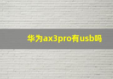 华为ax3pro有usb吗